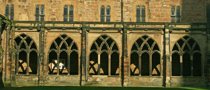 View of the cloister. They would have originally had windows, some of which, would have had stained glass. 